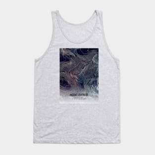 Mount Everest Topographic Map blue green and yellow Tank Top